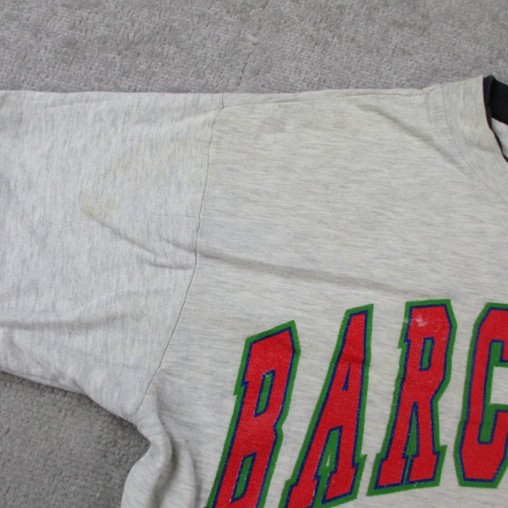 VINTAGE XXL Athletic Department T Shirt Adult Medium Ivory Red Barcelona Layered - Picture 4 of 13